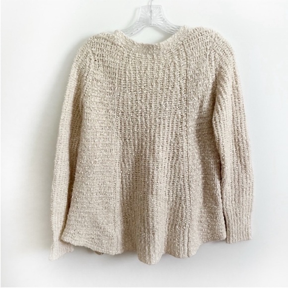 Anthropologie Moth Zipped Stitch sweater oatmeal beige knit wool alpaca swing - Picture 11 of 11